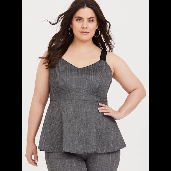 Torrid Plus Size 5X 28 Grey Chevron Peplum Tank Top NEW - Picture 1 of 12